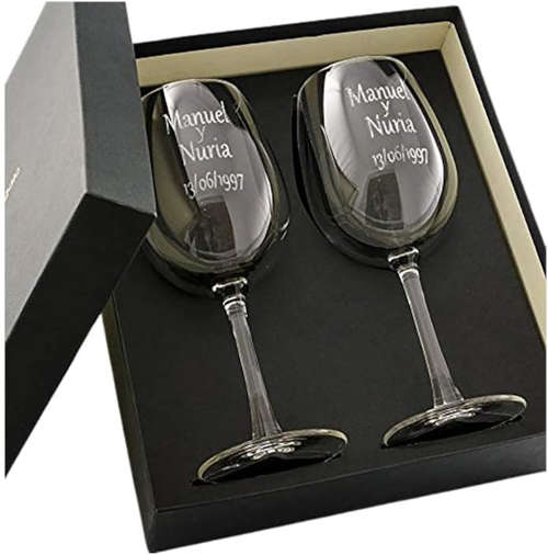 Estuche de Dos Copas de Vino Personalizadas